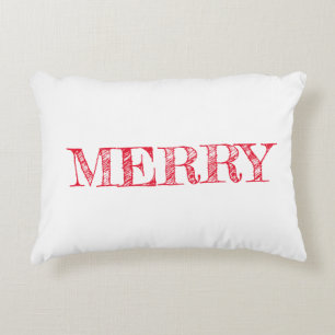 MERRY Christmas Modern Text Holiday Fun Accent Pillow