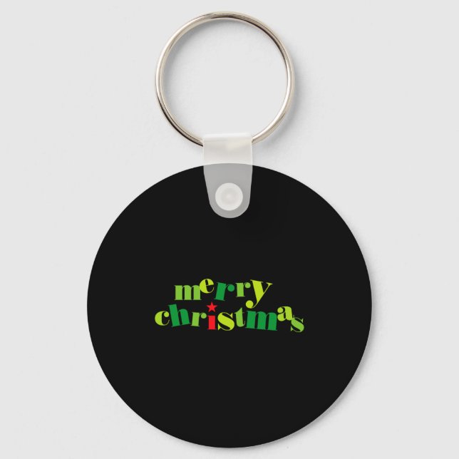 Merry Christmas Modern Tygraphy _1  Keychain (Front)