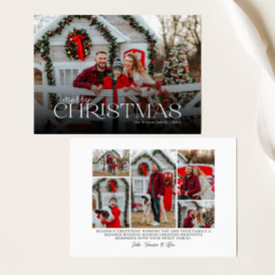 Merry Christmas Modern Typography Full Photo Holiday Card