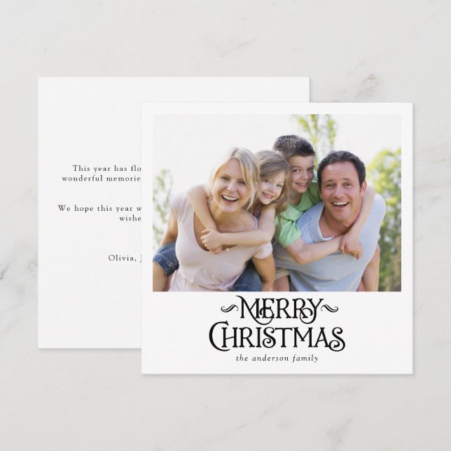 Merry Christmas Modern Typography  Holiday Card (Front/Back)