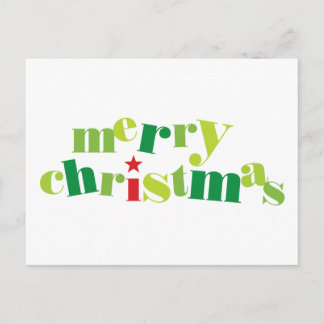 merry christmas modern typography holiday postcard