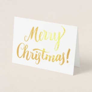 Merry Christmas Modern Typography Script Foil Card
