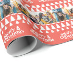 Merry Christmas modern typography vintage 3 photo Wrapping Paper<br><div class="desc">Merry Christmas modern typography vintage 3 photo matching holiday.</div>