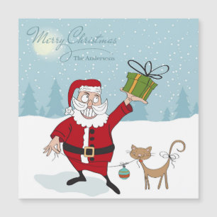 Merry Christmas Modern Whimsical Santa Cat Name
