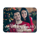 Merry Christmas Modern White Script Photo