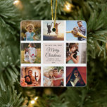 Merry Christmas Mom Chic Blush Pink Photo Collage Ceramic Ornament<br><div class="desc">Perfect gift for the Holidays: A custom modern trendy Instagram Photo Collage ornament with personalized message and 8 favorite family photos on a dusty blush pink background. Make this into a keepsake present for your mom, dad, sister, aunt or any other family member or friend - it'll bring a smile...</div>