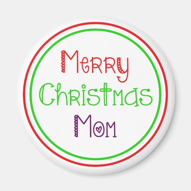 Merry Christmas Mom Colourful Gift Magnet (Front)