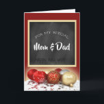 Merry Christmas Mom & Dad Chalkboard and Ornaments Holiday Card<br><div class="desc">A beautiful card with a special message for your mother and father this Christmas season done with a trendy chalkboard motif.</div>