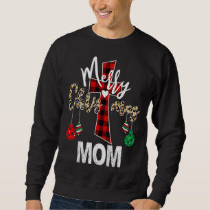 Merry Christmas Mom God Cross Christian Red Plaid  Sweatshirt