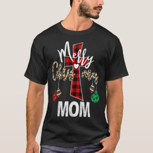 Merry Christmas Mom God Cross Christian Red Plaid  T-Shirt