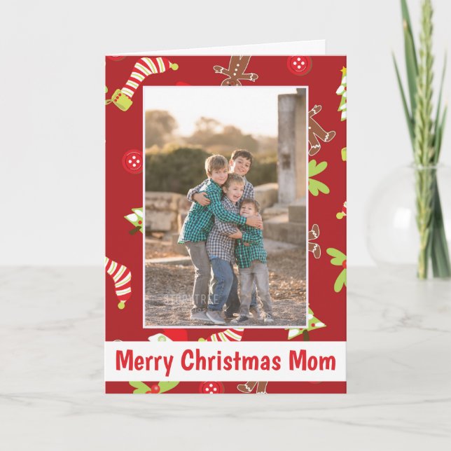 Merry Christmas Mom Holiday Photo Card (Front)