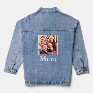 Merry Christmas Mom Name And Photo Blue Denim Jacket