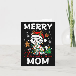 Merry Christmas Mom Santa Cat Funny Owner Lover Fa Card