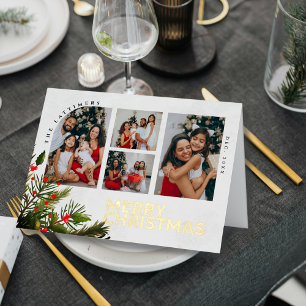 Merry Christmas Moments Photos Wrapped in Joy Foil Holiday Card