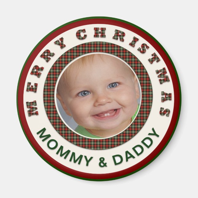 Merry Christmas Mommy and Daddy Custom  Photo Magnet (Front)