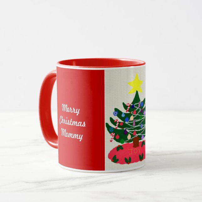 Merry Christmas Mommy Decorated Tree Mug (Front Left)