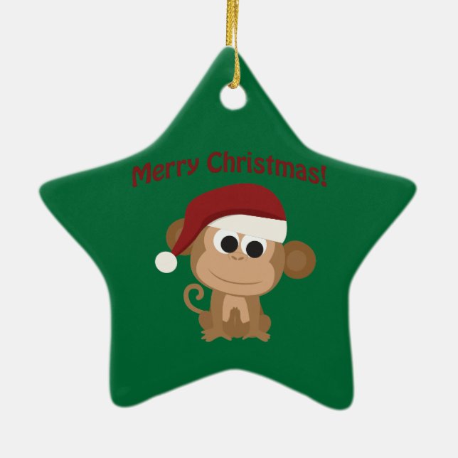 Merry Christmas! Monkey Ceramic Ornament (Back)