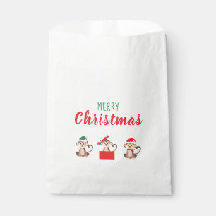 Merry Christmas Monkey Jungle Animal Red Green Favour Bag