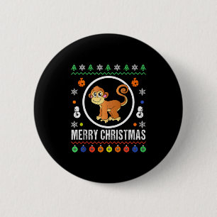 Merry Christmas Monkey Ugly Sweater Xmas Knit Tank 2 Inch Round Button