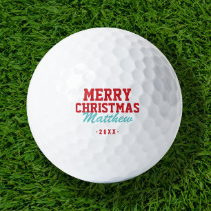 Merry Christmas Monogram Golf Balls