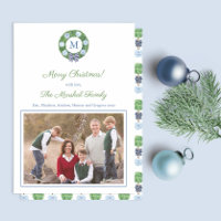 Merry Christmas Monogram Watercolor Boxwood Wreath