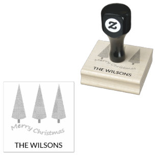Merry Christmas Monogrammed Tree Rubber Stamp