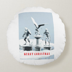 Merry Christmas. Monster ice sculptures Round Pillow