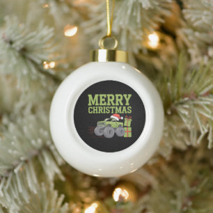Merry Christmas Monster Truck Toddler Boys Xmas Ceramic Ball Christmas Ornament