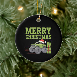 Merry Christmas Monster Truck Toddler Boys Xmas  Ceramic Ornament