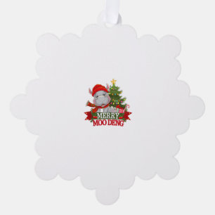 Merry Christmas Moo Deng Christmas Baby Hippo Sant Ornament Card