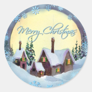 MERRY CHRISTMAS MOON by SHARON SHARPE Classic Round Sticker