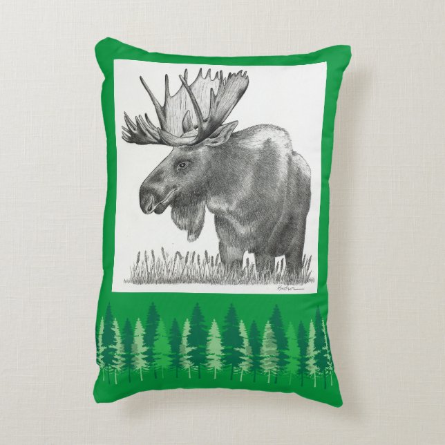 Merry Christmas Moose Accent Pillow (Back(Vertical))