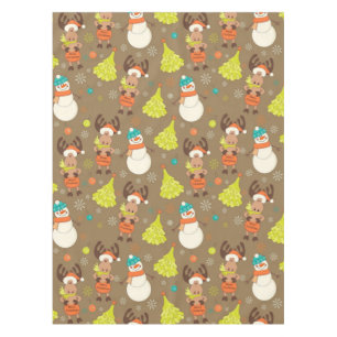 Merry Christmas Moose And Snowman Tablecloth