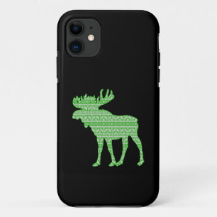 MERRY CHRISTMAS MOOSE GREEN DEER iPhone 11 CASE