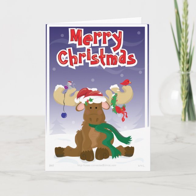 Merry Christmas Moose Holiday Card (Front)