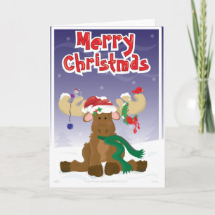 Merry Christmas Moose Holiday Card