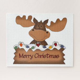 Merry Christmas Moose Jigsaw Puzzle