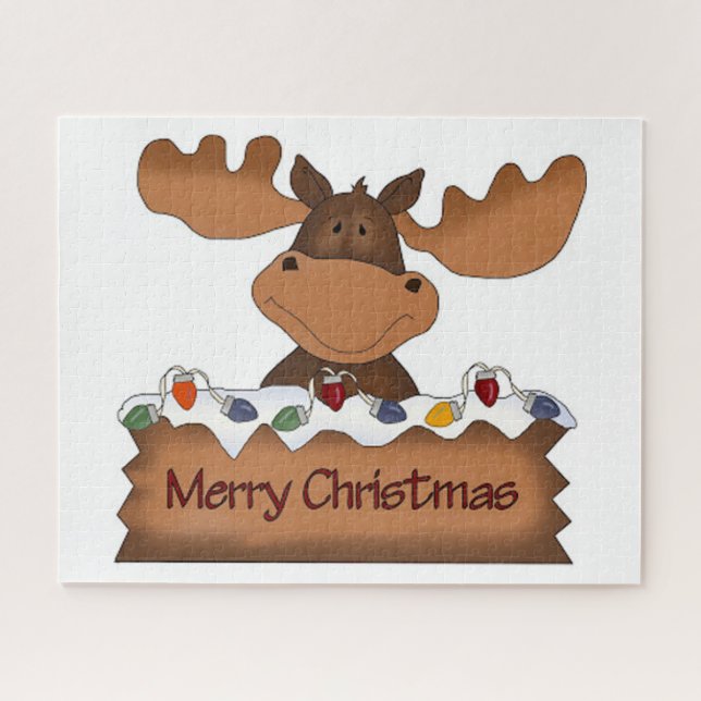 Merry Christmas Moose Jigsaw Puzzle (Horizontal)