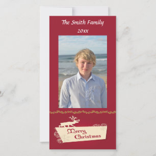 Merry Christmas Moose on Red Holiday Card