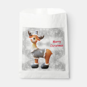 Merry Christmas moose wearing a hat      Favour Bag