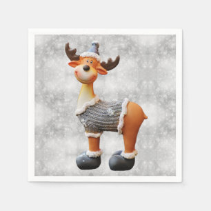 Merry Christmas moose wearing a hat     Napkin