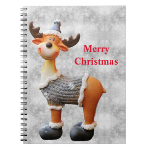 Merry Christmas moose wearing a hat          Notebook