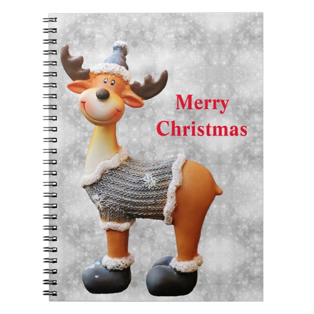 Merry Christmas moose wearing a hat          Notebook (Front)
