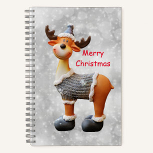 Merry Christmas moose wearing a hat      Notebook