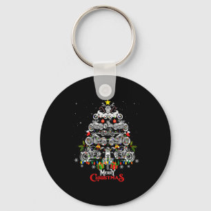 Merry Christmas Motorcycle Tree Christmas Lights B Keychain