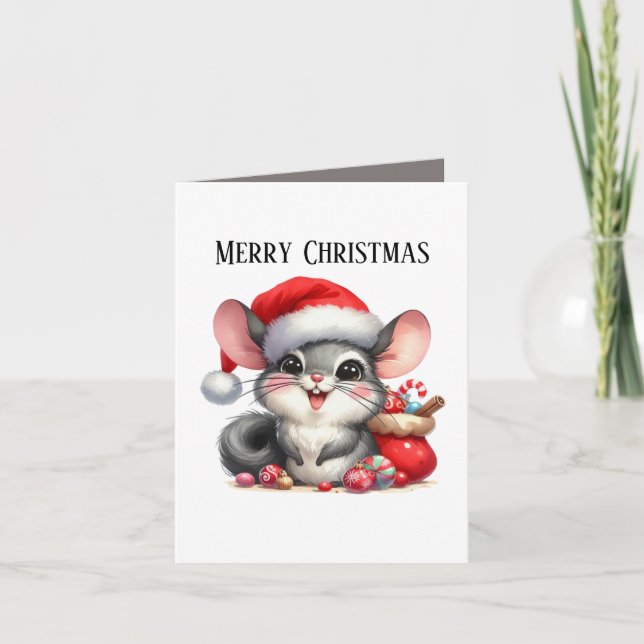 Merry Christmas mouse add message  Holiday Card (Front)
