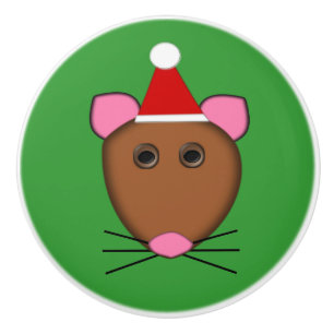 Merry Christmas Mouse Ceramic Knob
