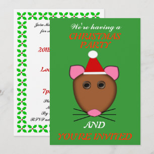 Merry Christmas Mouse Custom Party Invites