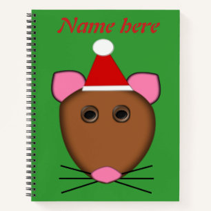 Merry Christmas Mouse Custom Spiral Notebook