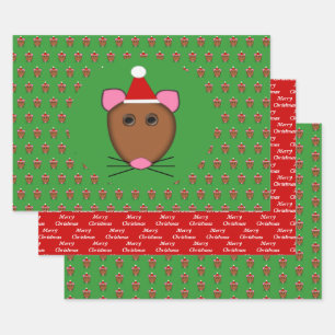Merry Christmas Mouse Custom Wrapping Paper Sheet
